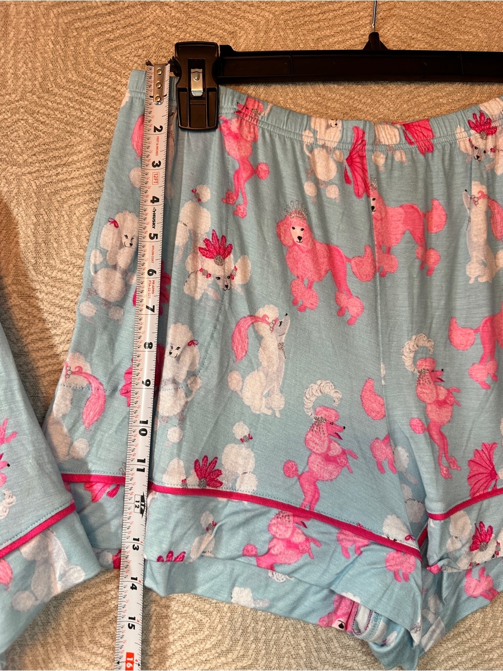 Room Service Pastel Blue & Pink Poodle Pajama set with shirt sleeves M NWT $64 - Picture 6 of 8